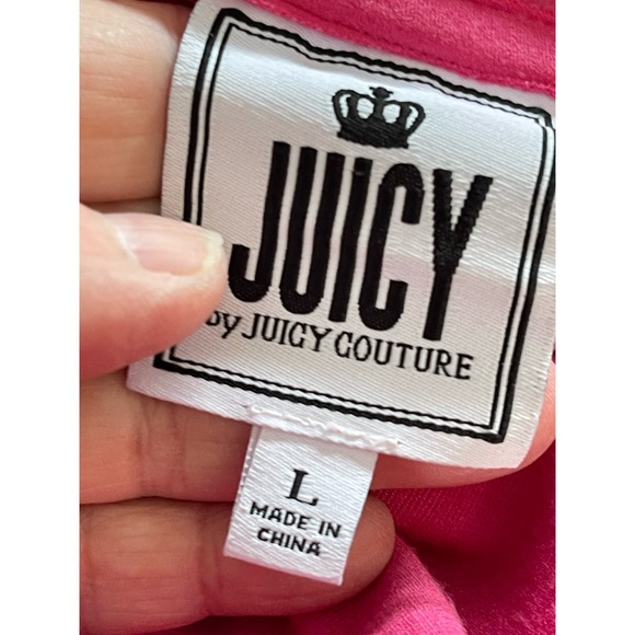Juicy by Juicy Couture Pink Velour Hooded Jumpsuit Y2K 90s SOFT Comfy Sz L - Picture 11 of 16